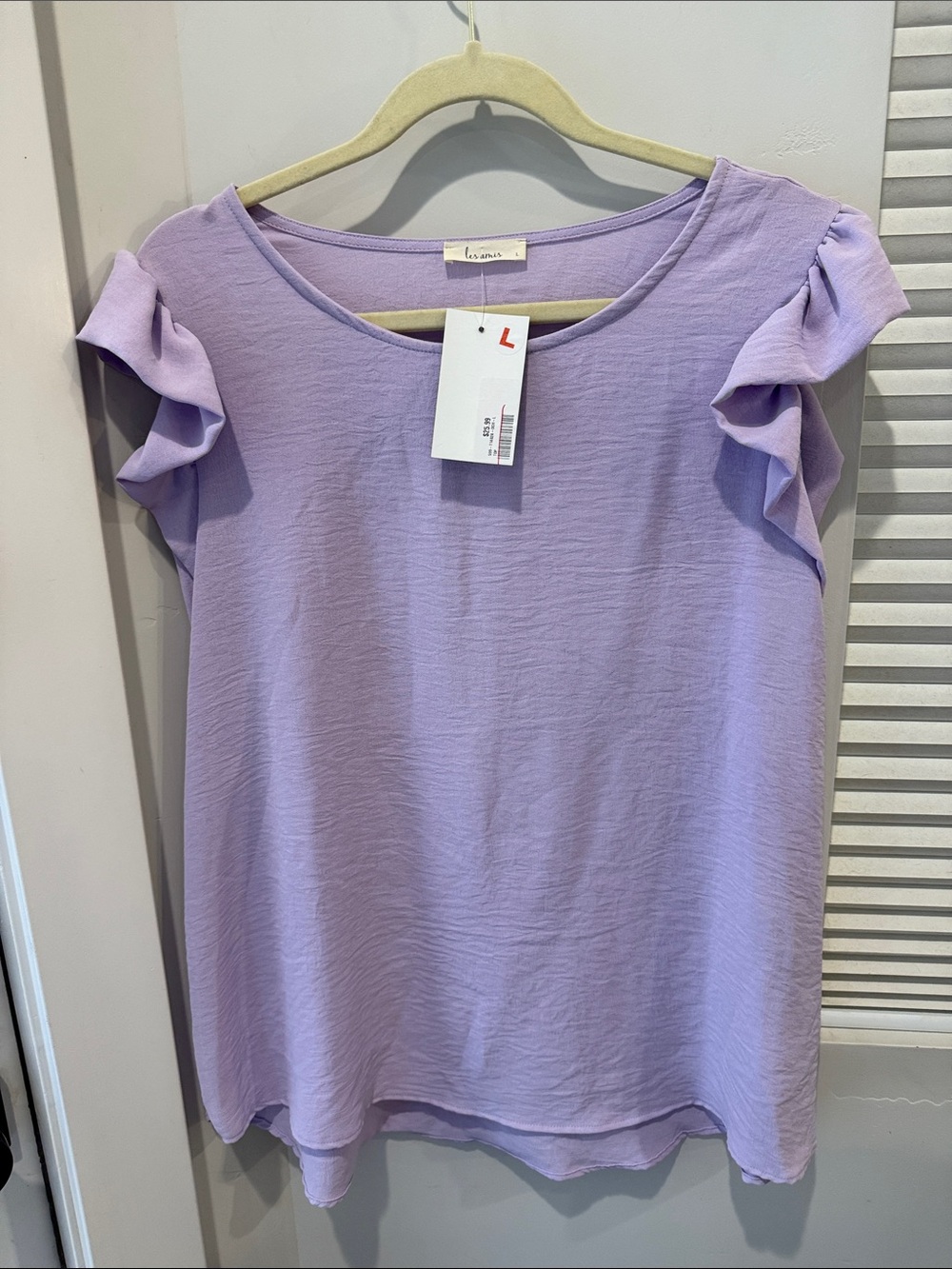 Lilac Ruffle Sleeve Women's Top